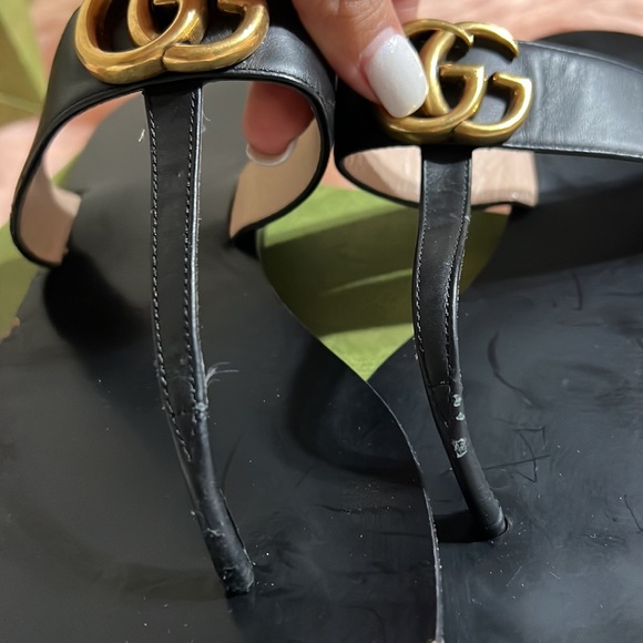 Gucci Marmont Leather Thong Sandals With Double G size 38.5 - Picture 9 of 12